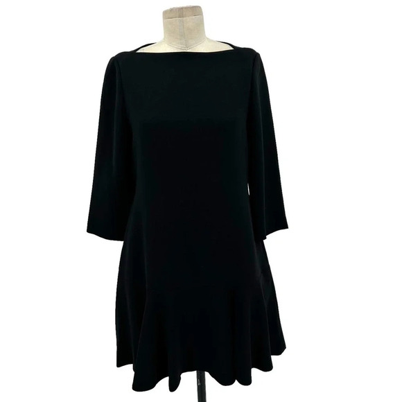 Kate Spade Crepe Flounce Dress Caution to the Wind Black Size‎ 2 - Picture 2 of 7
